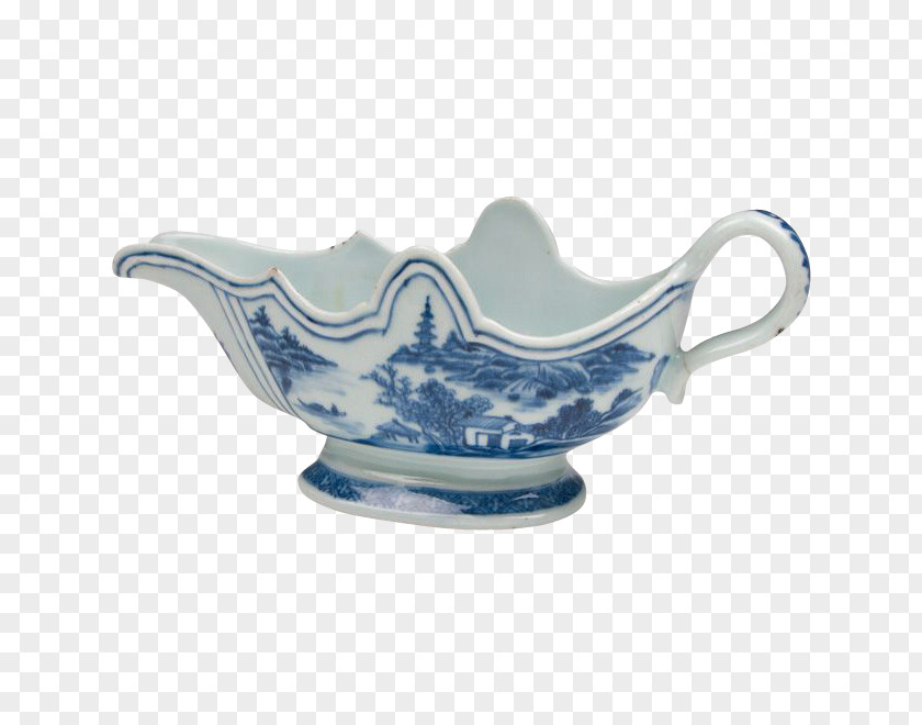 Qian Tableware Gravy Boats Ceramic Porcelain Cobalt Blue PNG