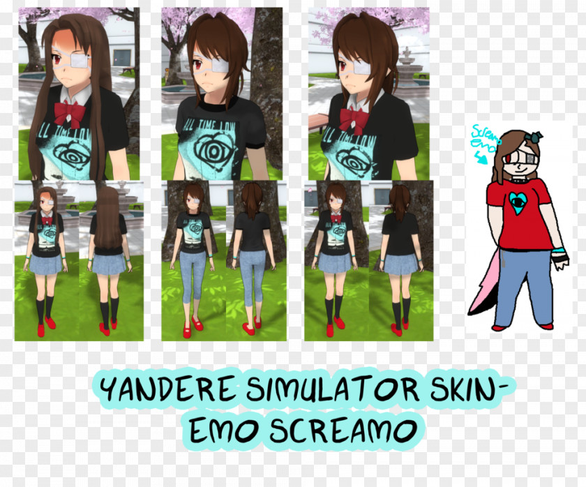 Screamo Yandere Simulator Emo Costume Skin PNG