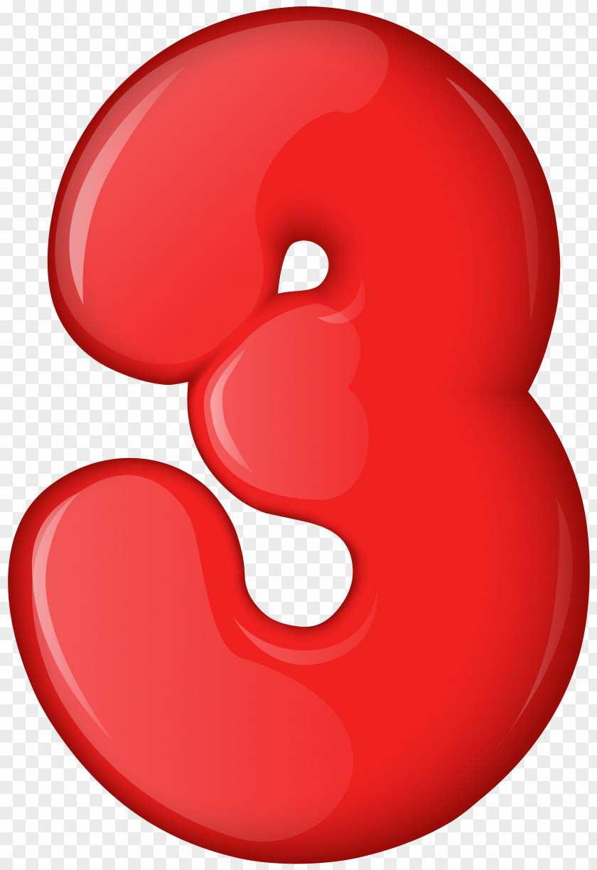 Red Three Number Clip Art PNG