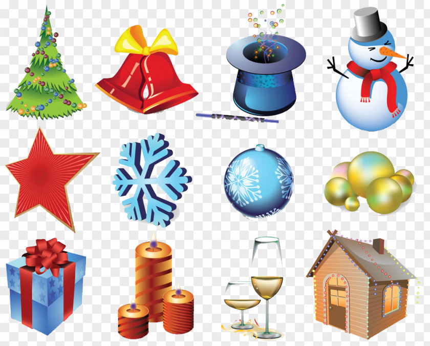 Christmas Snowflakes And Other Elements Clip Art PNG