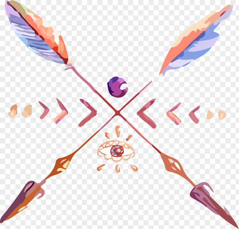 Color Water Arrow Feather Drawing Euclidean Vector PNG