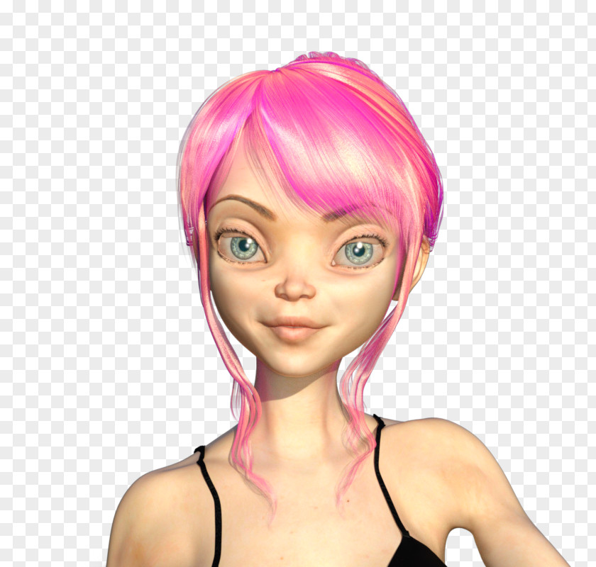Barbie Brown Hair Pink M Blond PNG