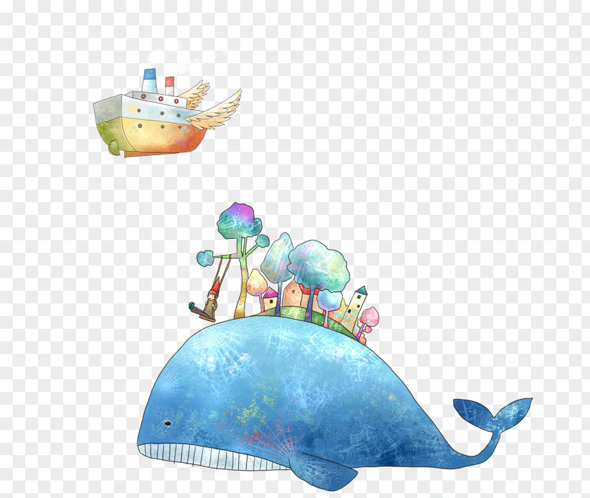 Yacht And Shark Blue Whale PNG