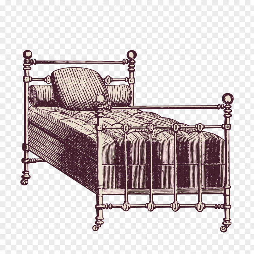 Vintage Bed Nightstand Frame Furniture PNG