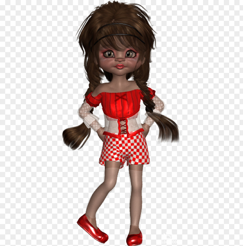 Doll Brown Hair Cartoon Character PNG