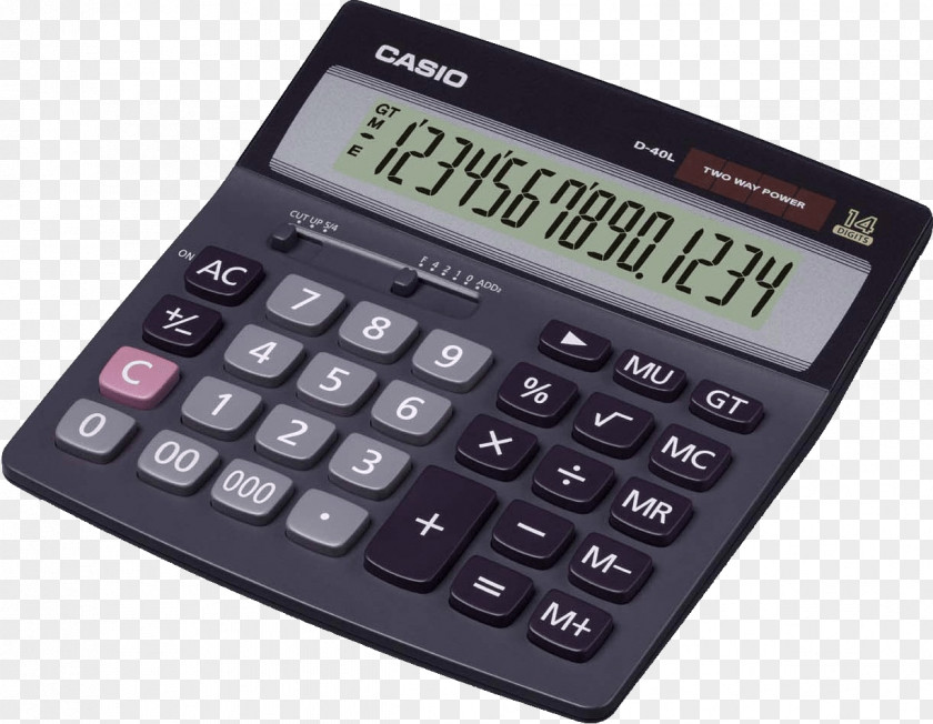 Black Calculator Image Casio Adding Machine Battery Label Printer PNG
