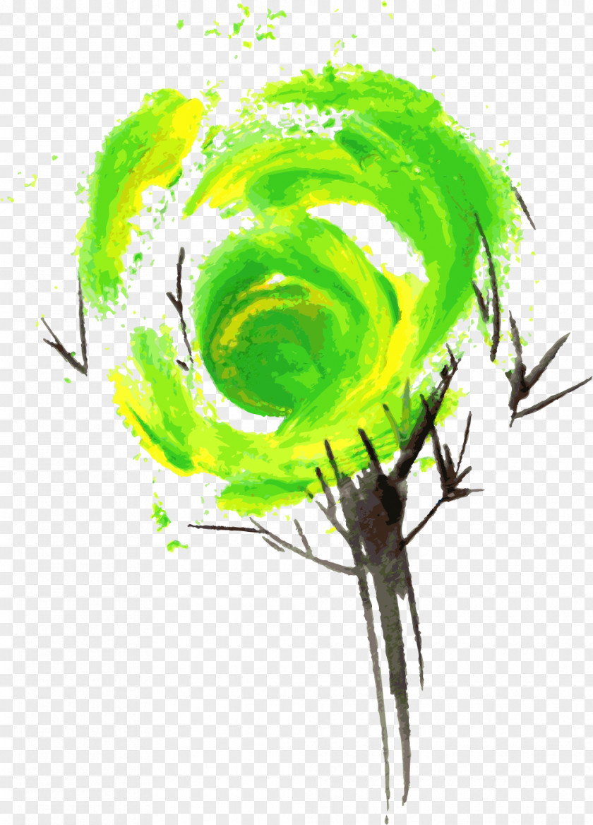 Dream Green Watercolor Creative Painting PNG