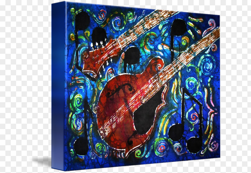 Batik Frame Modern Art Mandolin Greeting & Note Cards PNG