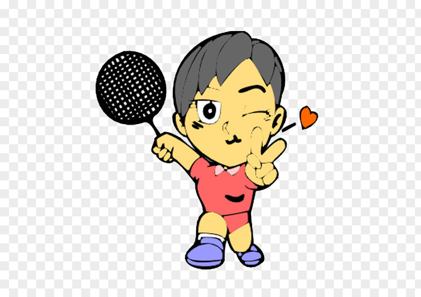 Cartoon Boy Playing Badminton Sport Thomas Cup PNG