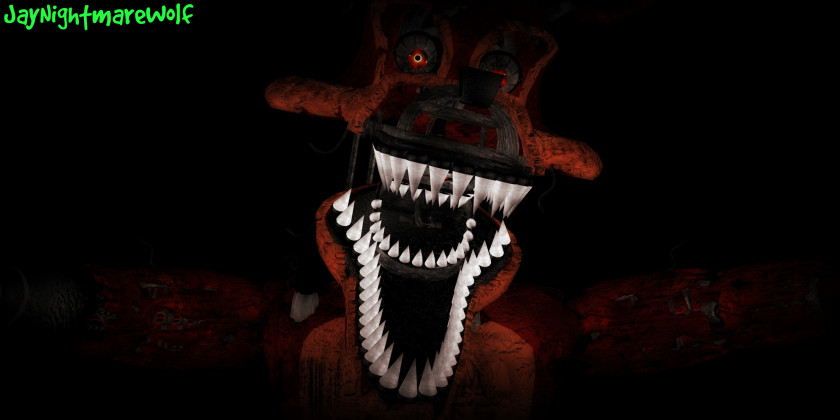 Nightmare Foxy Five Nights At Freddy's 4 Jump Scare Desktop Wallpaper PNG