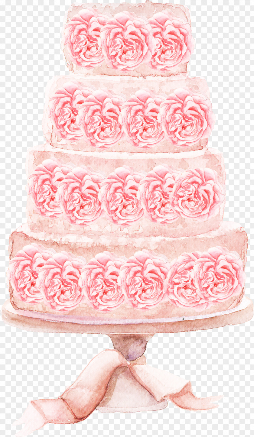 Multi-cake Strawberry Cake Torte Watercolor Painting PNG