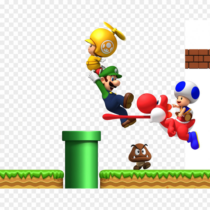 Super Mary New Mario Bros. U & Yoshi Toad PNG