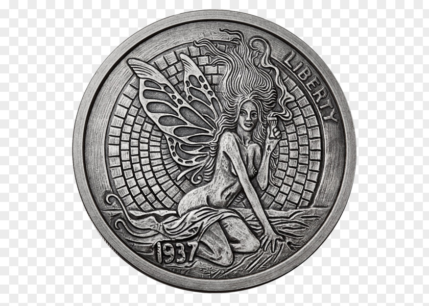 Green Fairy Tales Coin Silver Ounce Hobo Nickel Medal PNG