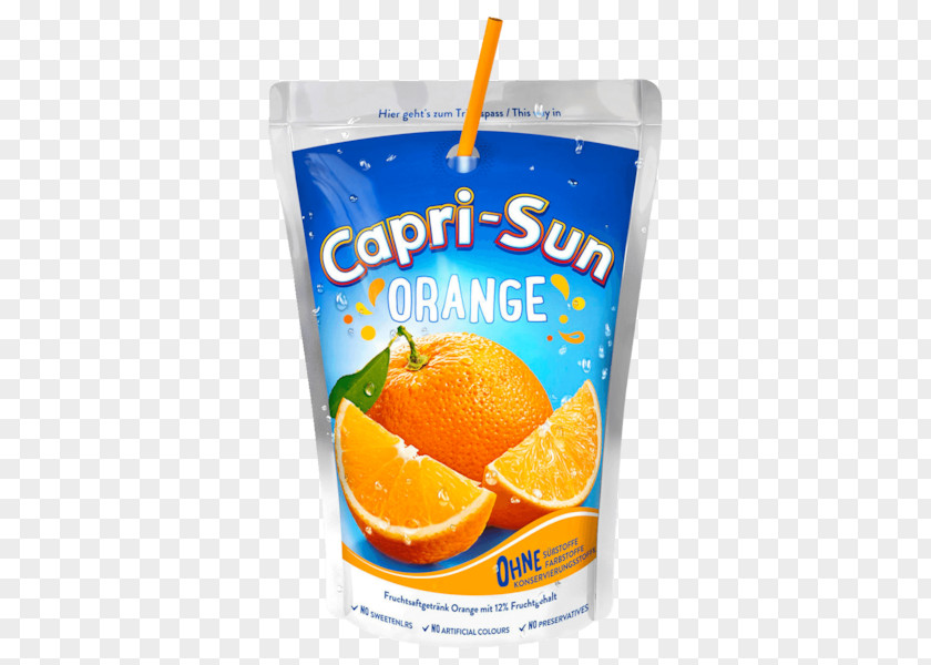 Juice Orange Squash Drink Capri Sun PNG