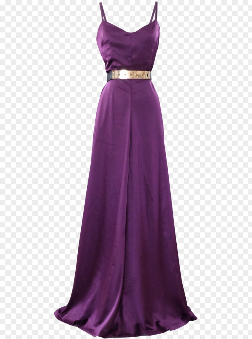 Purple Satin Gown Cocktail Dress PNG
