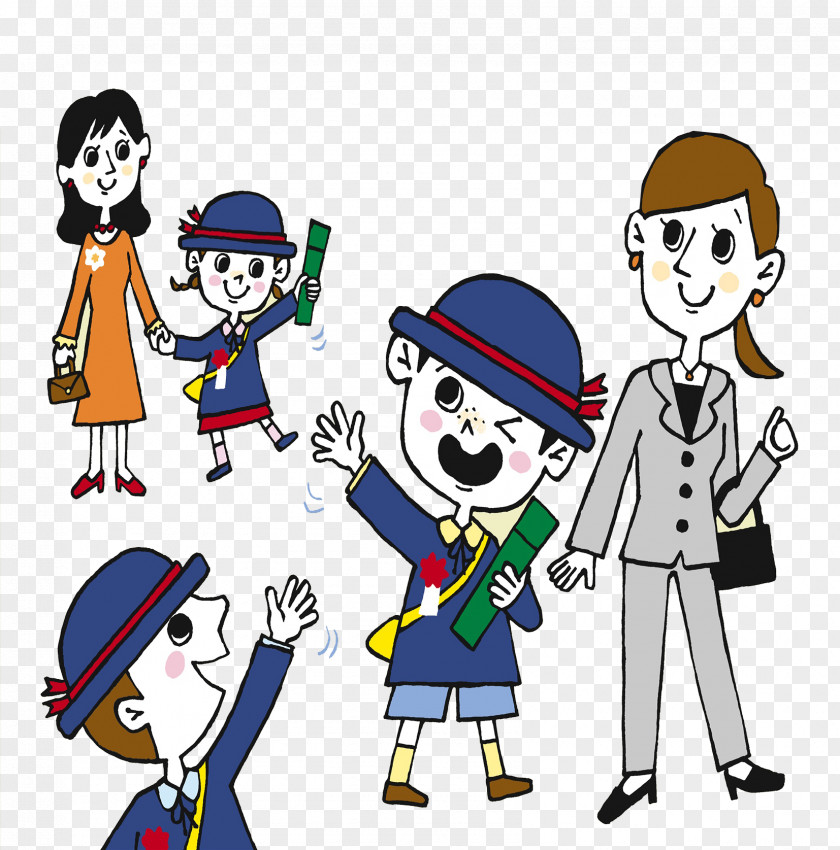 Children Cartoon Characters Waving Goodbye Learning Head Grass Catjang School PNG