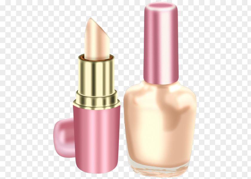 Sweet Wind Pink And Purple Lipstick Gold Nail Polish Bottles Cosmetics PNG