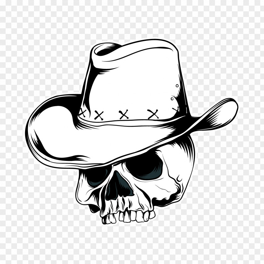 Skeleton Head Cowboy Hat Vector Graphics Skull Clip Art PNG