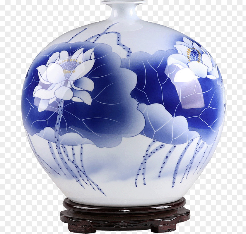 Vase Blue And White Pottery Cobalt Porcelain PNG