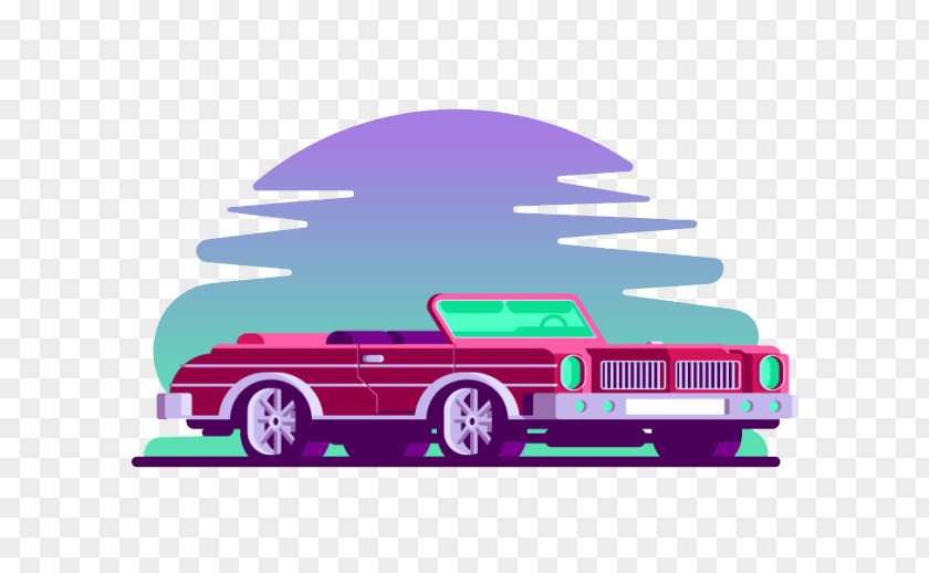 Cartoon Road Sports Car Mid-size Illustration PNG