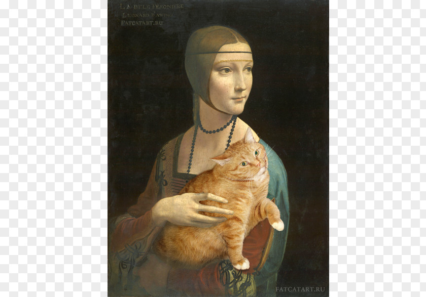 Cat Cecilia Gallerani Lady With An Ermine Fat Art: Famous Masterpieces Improved By A Ginger Attitude Mona Lisa PNG