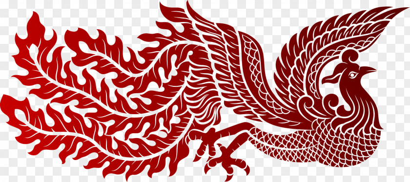 Phoenix Silhouette Fenghuang Chinese Dragon Illustration PNG