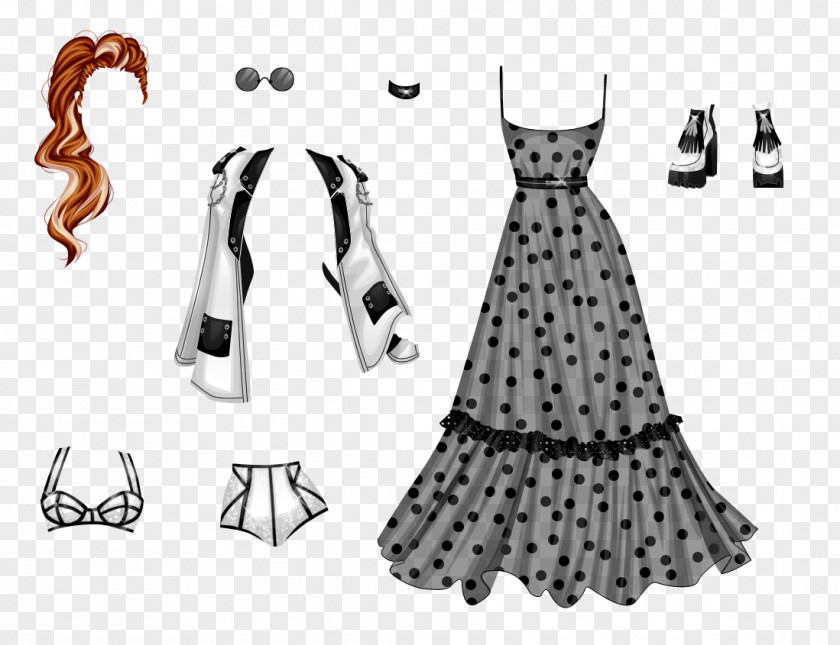 Pause Polka Dot Dress Costume Design PNG