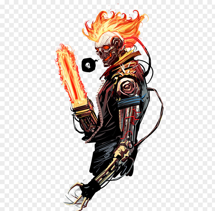 Hell Knight And Flame Chainsaw Spider-Man Ghost Rider 2099 Johnny Blaze Marvel Comics PNG