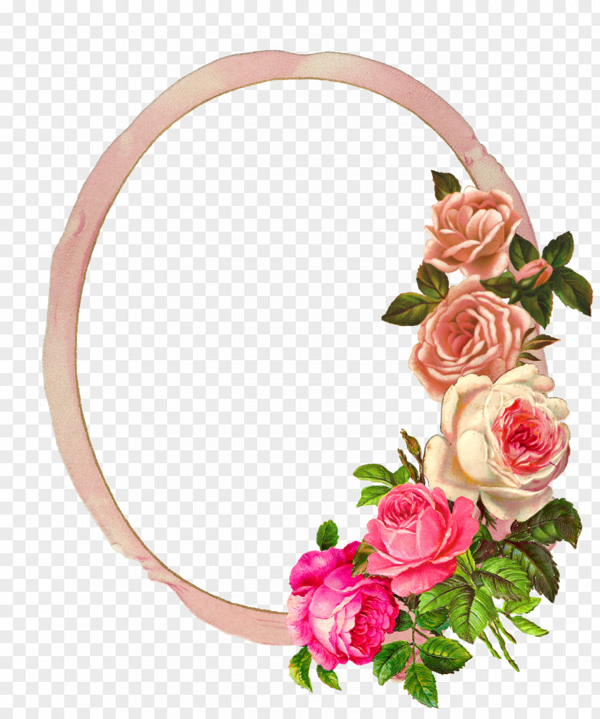 Pink Flower Border Picture Frames Paper Rose PNG