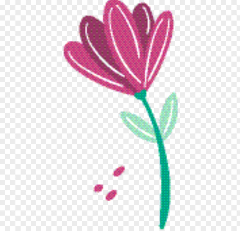 Plant Stem Magenta Pink Flower Cartoon PNG