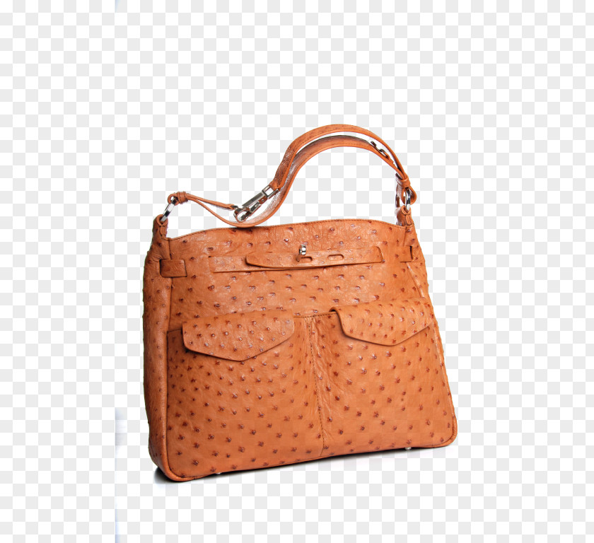 Creative Ostrich Handbag Strap Leather Messenger Bags Caramel Color PNG