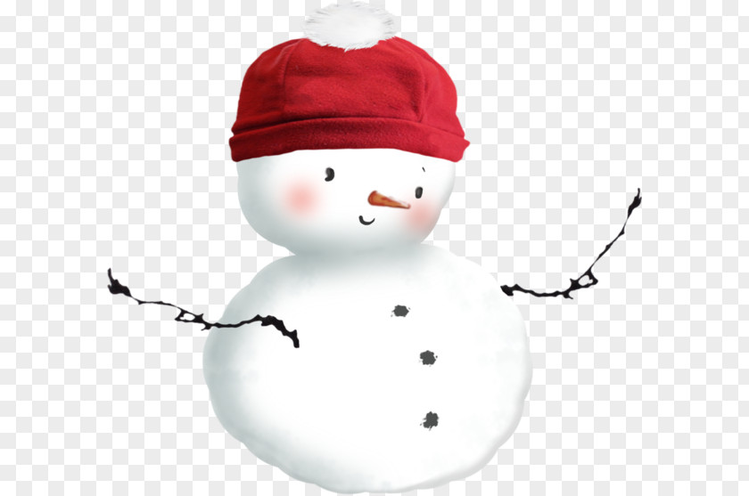 Red Hat Wearing White Cartoon Snowman Christmas PNG