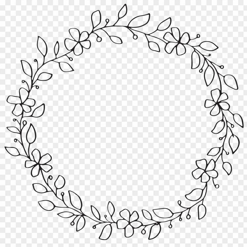 Lines Of Flowers Leaves T-shirt Wreath Wedding Rubber Stamp Gift PNG