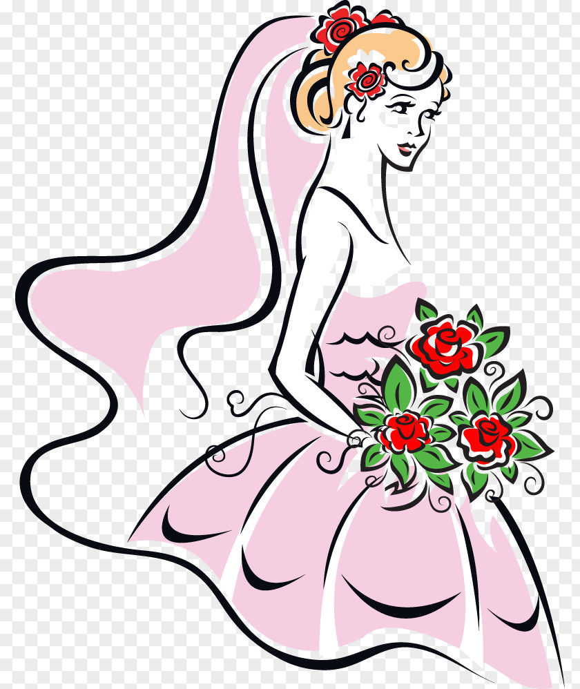 Pink Bride Wedding Invitation Dress PNG