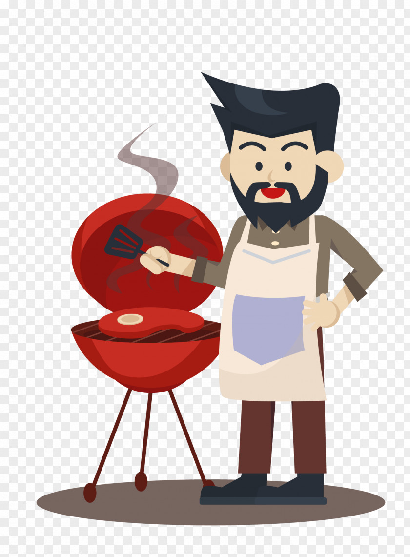 Vector Cartoon Business Barbecue Waiter Asado Roast Goose PNG