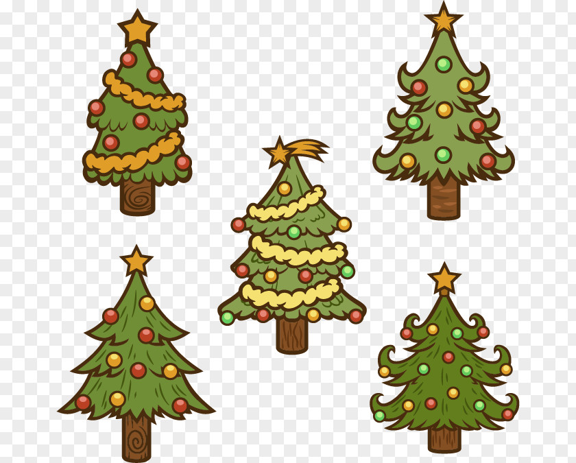 Five Christmas Tree Ornament Drawing PNG