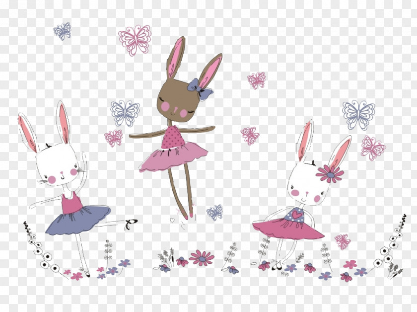 Hand-painted Cute Rabbit Drawing PNG