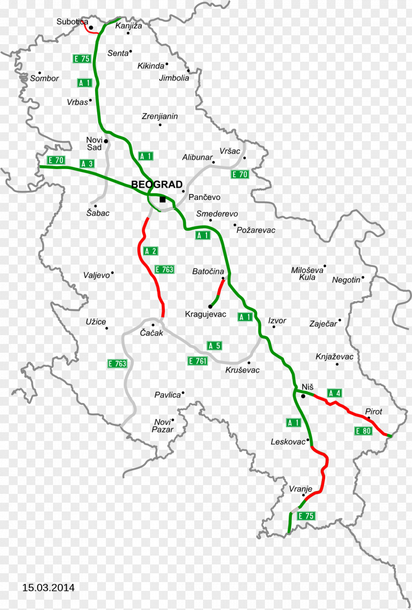 Road Motorways In Serbia Roads A2 Motorway A4 A1 PNG