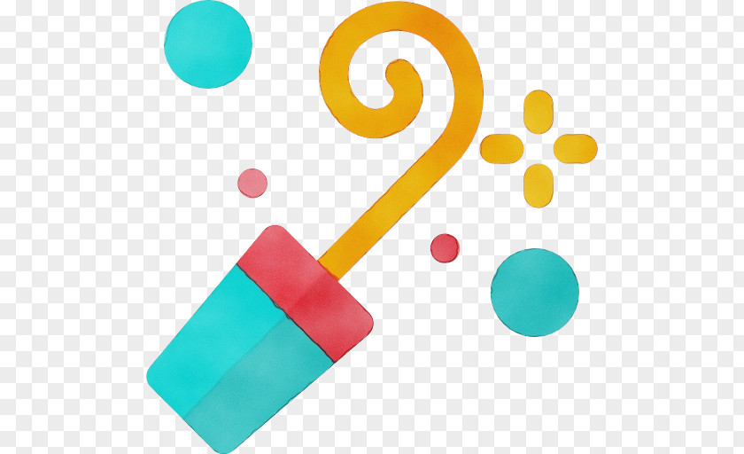 Turquoise Yellow Party Horn PNG