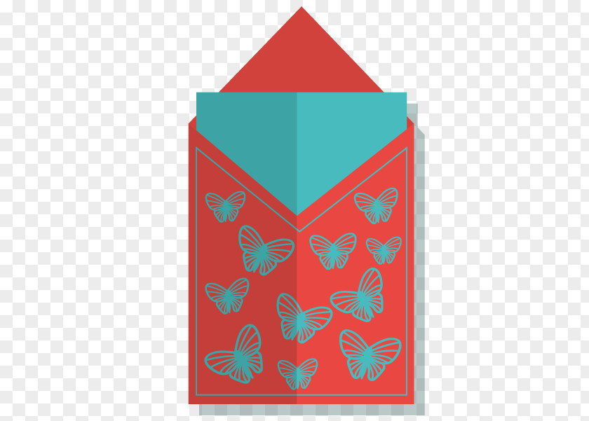 Vector Decorative Butterfly Red Paper Envelope PNG