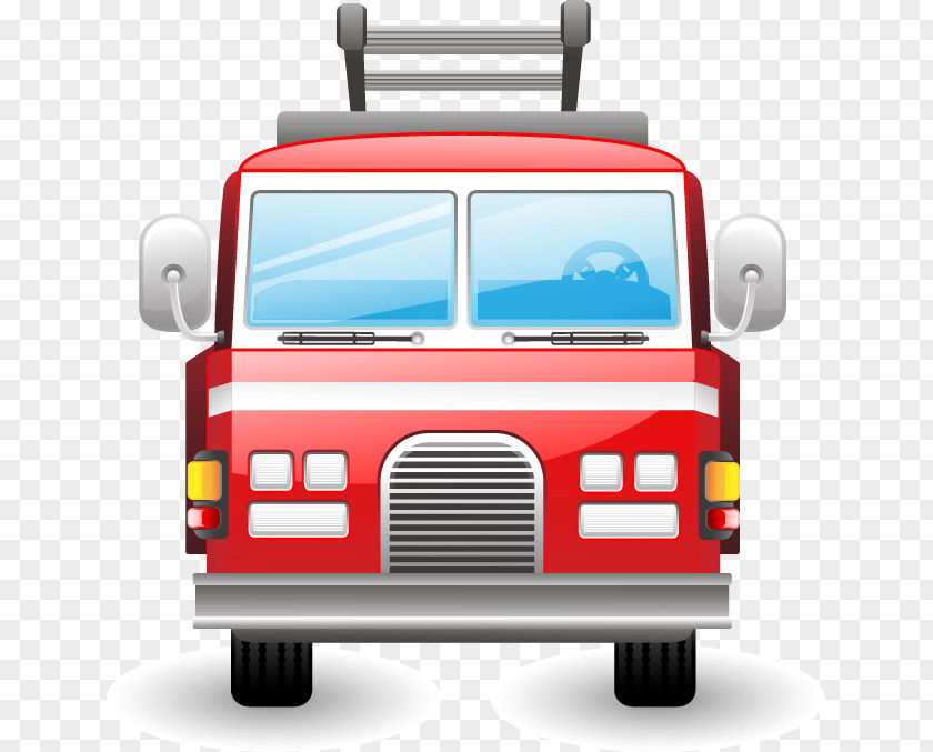 Large Hand-painted Fire Engine Red Pattern Car Siren Ambulance PNG