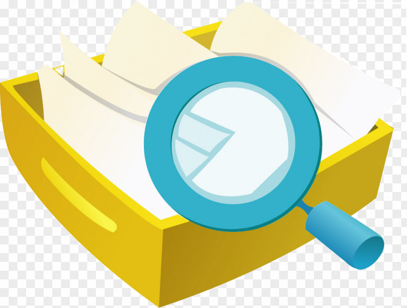 Cartoon Magnifying Glass Box Icon PNG