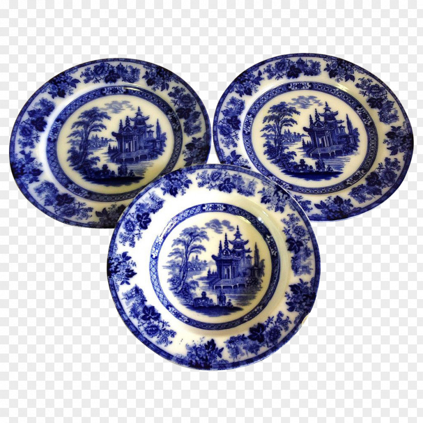 Plate Ceramic Tableware Platter Blue And White Pottery PNG