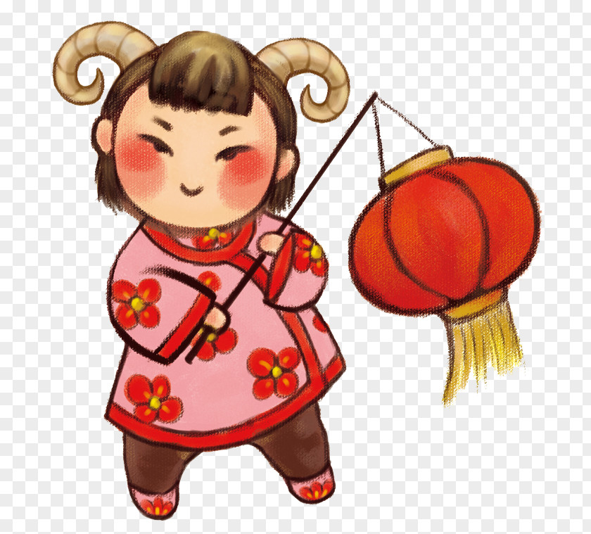 Chinese New Year,girl,lantern,Cartoon Year Lantern PNG