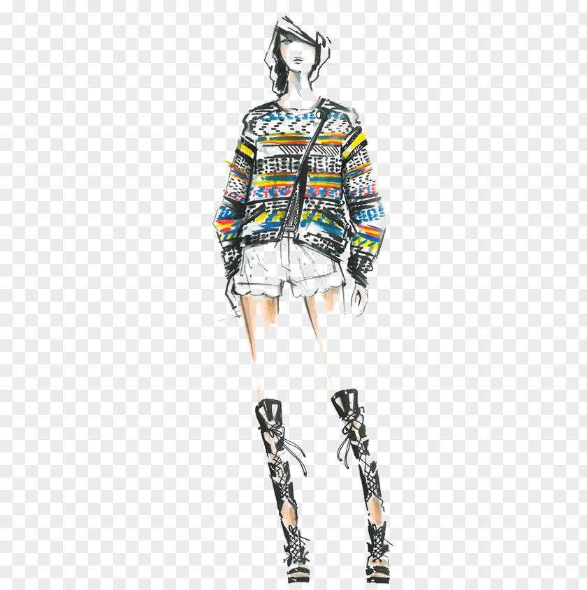 Hand-painted Fashion Woman New York Week Drawing Design Illustration Sketch PNG