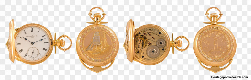 Pocket Watch Earring Waltham Company PNG