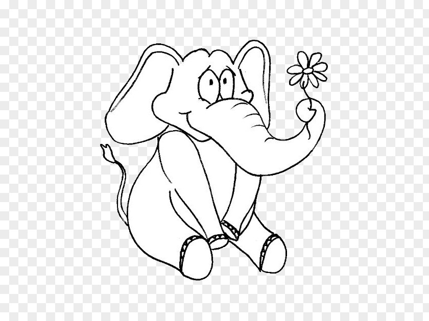 Shy Elephant African Indian Coloring Book Child PNG