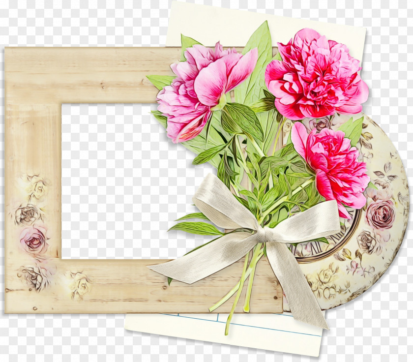 Bouquet Peony Pink Flower Frame PNG