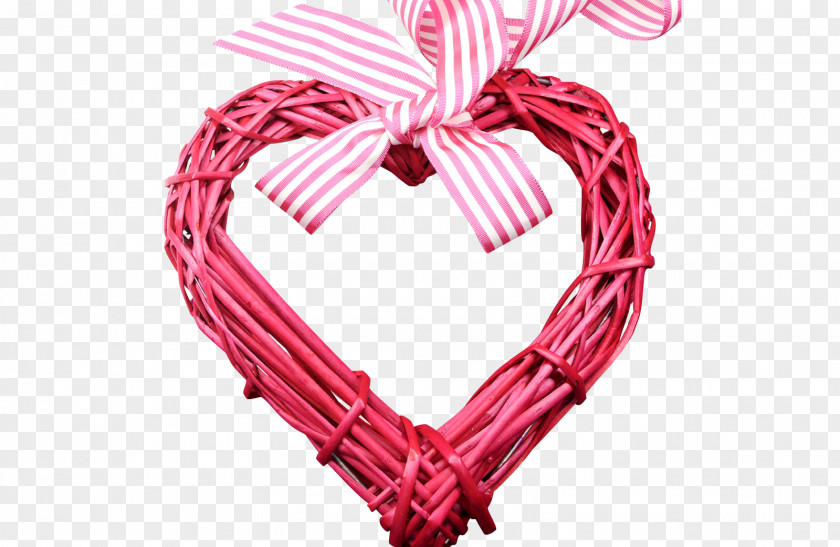 Creative Pink Bamboo Love Heart Valentine's Day PNG