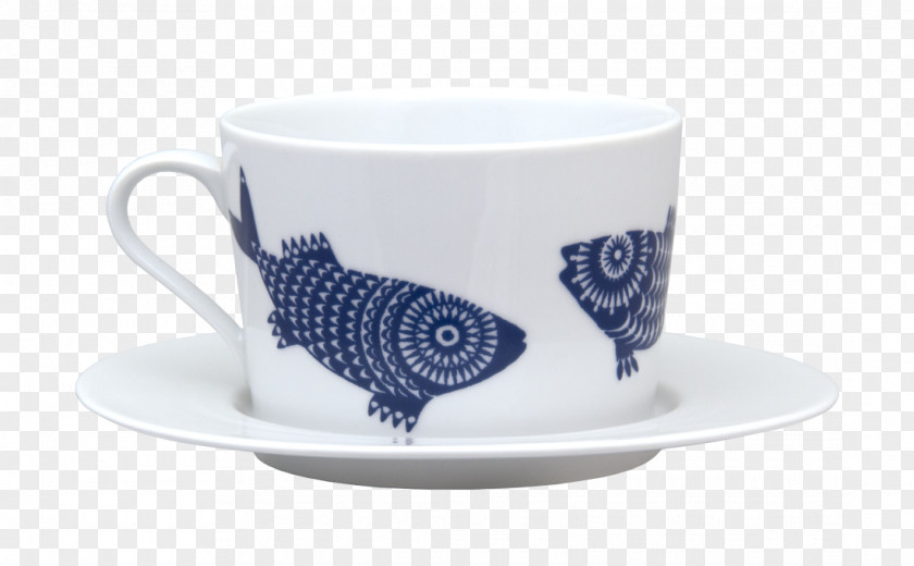 Shoal Coffee Cup Ceramic Saucer Blue And White Pottery Mug PNG